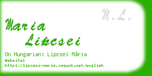 maria lipcsei business card